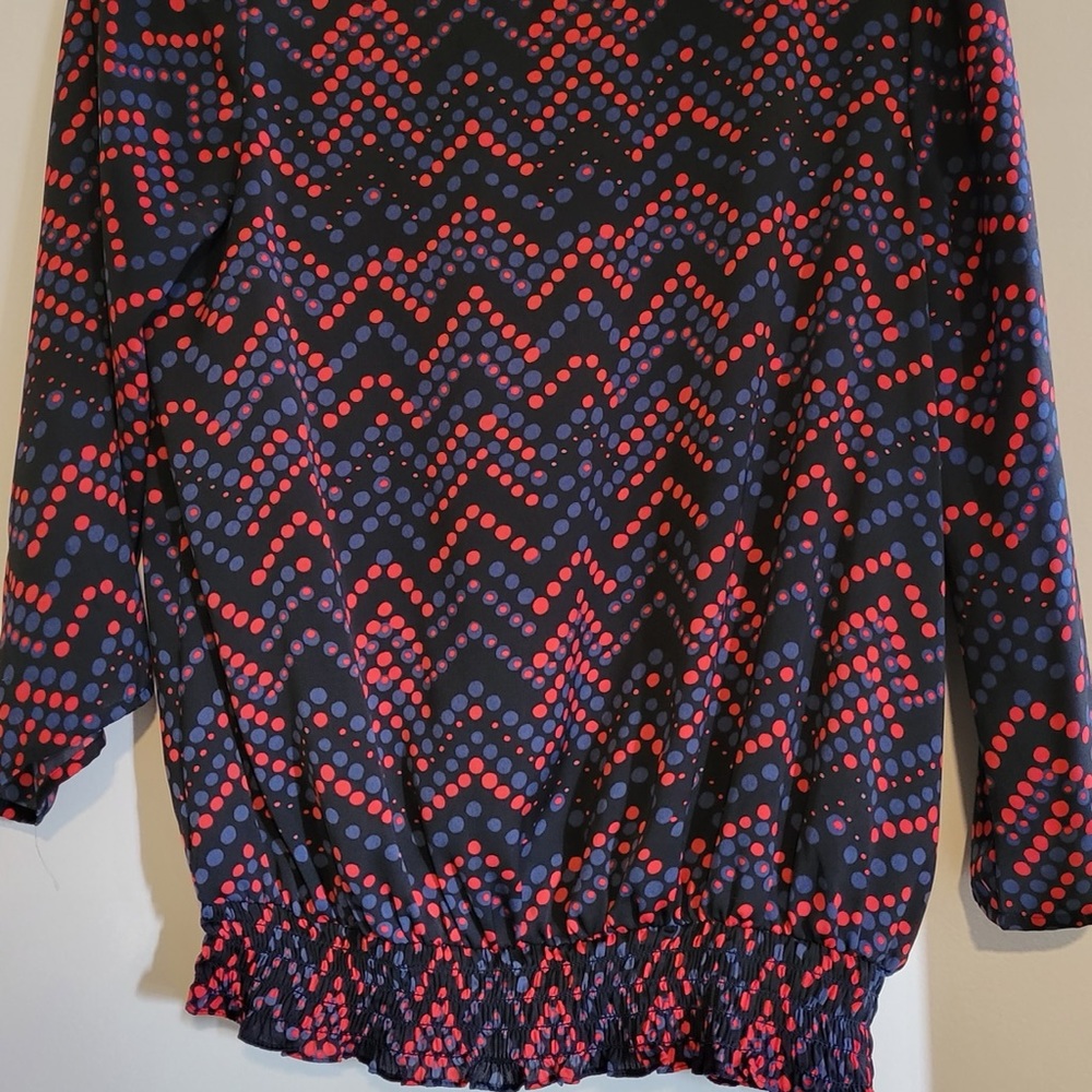 Ann Taylor blouse, polka dot chevron pattern, medium